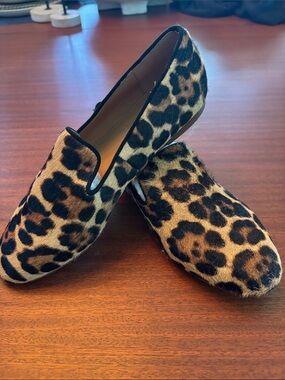 Leopard Print Women's Slip-On Loafers - Brown/Black
